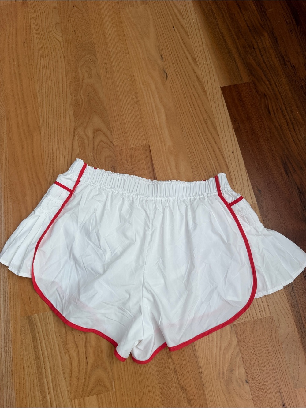 Free People White Athletic Shorts with Red Trim - Picture 3 of 5